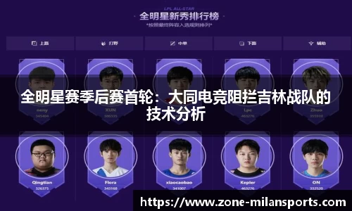 全明星赛季后赛首轮：大同电竞阻拦吉林战队的技术分析